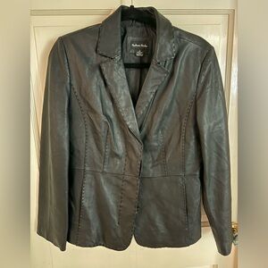 Madison Studio, black, leather blazer jacket